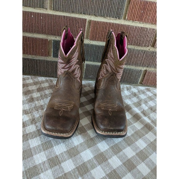 Ariat Toddler Girl Brown Leather Square Toe - Picture 1 of 4